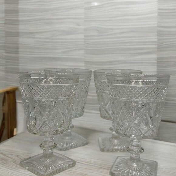Set of 2 Vintage Imperial Glass Cape Cod Clear Low Water Goblets - Picture 3 of 8
